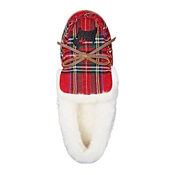 DORENDA Women's Moccasin Flat Loafers Slippers Red Plaid Dog Size 5 M - Picture 4 of 5